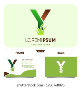 Letter Y Grass Logo Design Vector Icon Graphic Illustration