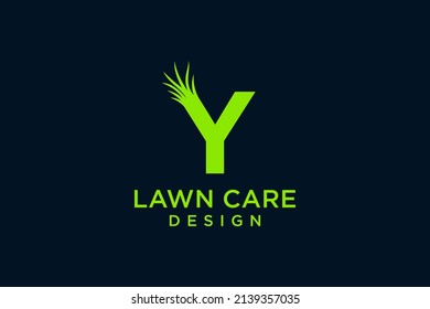 Letter Y with Grass Logo template vector icon illustration