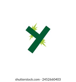 letter y grass simple symbol logo vector