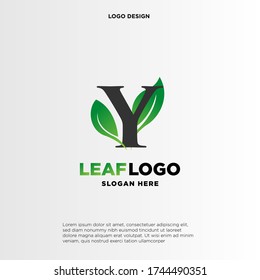Letter Y Green Leaf Logo Design Element, Letter Y leaf initial logo template