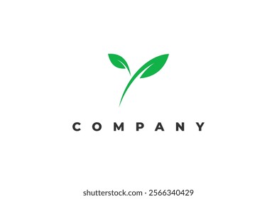 letter y green leaf logo design