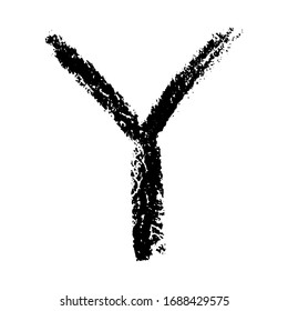 The letter Y. Grunge ink alphabet, isolated on white background. Hand drawn with ink. Vector illustration