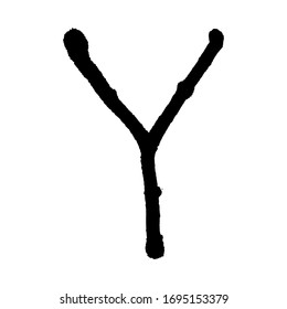 The letter Y. Grunge ink alphabet, isolated on white background. Hand drawn with ink. Vector illustration