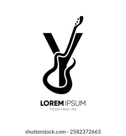 Letter Y Guitar Silhouette Logo Design Vector Icon Graphic Emblem Symbol Illustration