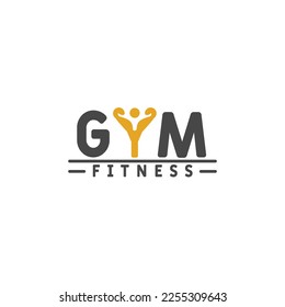 Y Brief Logo Design Illustration schwarze muskuläre Fitness-Fitnessstudio Mann Silhouette. Kreatives Fitness-Symbol Sport Gymnastik Mann Stempelmarke Logo Typ Vektorgrafik. Einziger Hintergrund.