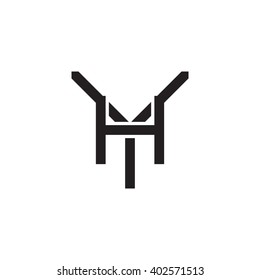letter Y and H monogram logo black