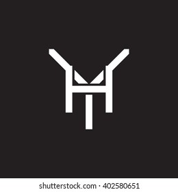 letter Y and H monogram logo white black background