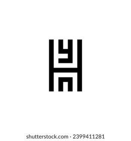 Letra y, H y n símbolo geométrico cuadrado símbolo simple vector de logotipo