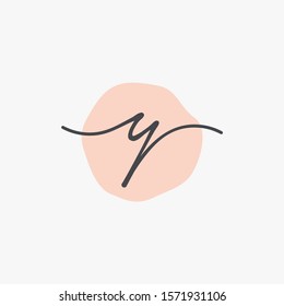 Letter Y handwriting with circle concept. handwriting logo of initial signature, wedding, fashion, jewelry, boutique, and botanical with creative template for any company or business - vector