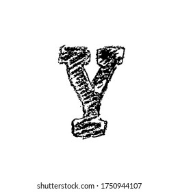 Letter y. Handwritten by chalk. Bold font. Vector illustration. Grunge style alphabet
