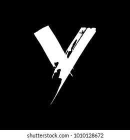 Letter Y. Handwritten by dry brush. Rough strokes font. Vector illustration. Grunge style alphabet.
