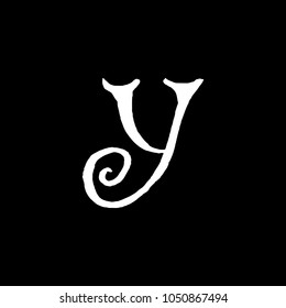 Letter Y. Handwritten by dry brush. Rough strokes textured font. Vector illustration. Grunge style elegant alphabet.