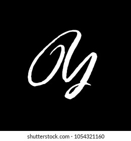 Letter Y. Handwritten by dry brush. Rough strokes textured font. Vector illustration. Grunge style elegant alphabet.