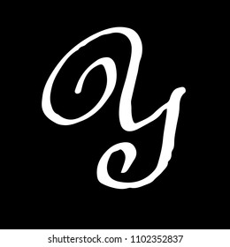 Letter Y. Handwritten by dry brush. Rough strokes textured font. Vector illustration. Grunge style alphabet.