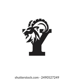 Letter Y Head Goat Logo Icon Vector