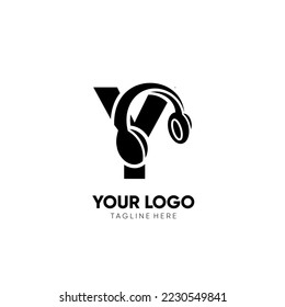 Letter Y Headphone Logo Design Vektorsymbol Grafikgrafik Illustration