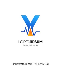 Letter Y Health Pulse Logo Design Vector Icon Graphic Emblem Illustration 
