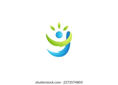 Letter y healthy people logo with natural gradient color