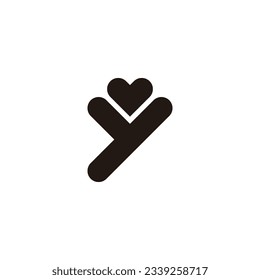Letter y heart geometric symbol simple logo vector