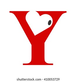 letter Y and heart logo vector.