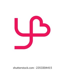 Letter Y heart love simple minimal logo