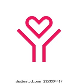 Letter Y heart simple minimal logo