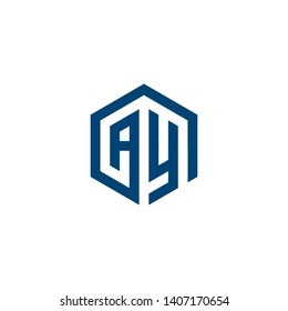 Letter A Y hexagon icon logo design concept