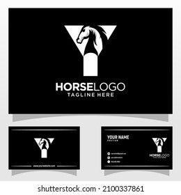 Letter Y Horse Logo Design Template Inspiration, Vector Illustration.