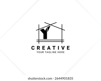 Letter Y with house logo design for architect, construction and real estate
