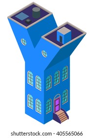 letter y house shaped as city element building isometric map