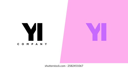 Letter Y and I, YI logo design template. Minimal monogram initial based logotype.