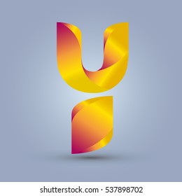Letter Y icon design and elegant typographic concept. gradient red and yellow