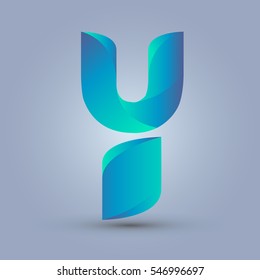 Letter Y icon design and elegant typographic concept. gradient blue and green