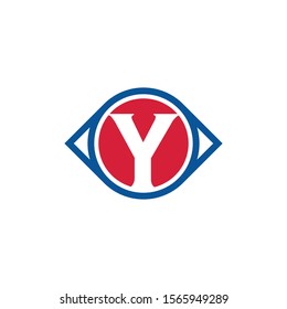 Letter Y Icon Design With Vision Circle. Glance or Eye Letter Creative Business Alphabet Logo Icon.