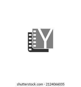Letter Y icon in film strip illustration template vector