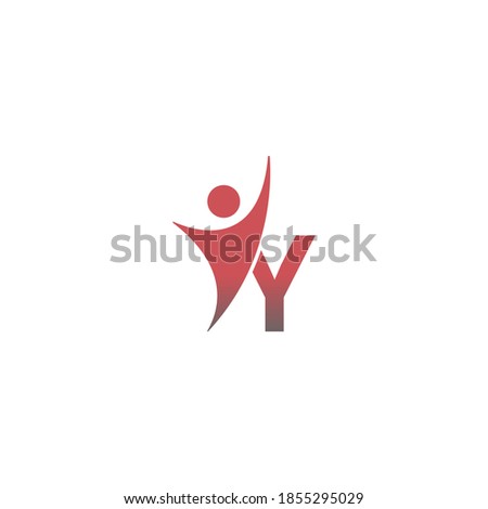 Letter Y  icon logo with abstrac sucsess man in front, alphabet logo icon creative design illustration
