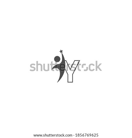 Letter Y icon logo with abstrac sucsess man in front, alphabet logo icon creative design illustration