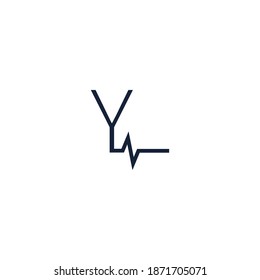 Letter Y icon logo combined with pulse icon design template