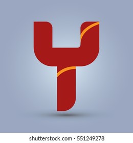 Letter Y icon and logo template.  New Flat design and elegant typographic concept. Two line yellow. red