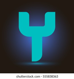 Letter Y icon and logo template.  New Flat design and elegant typographic concept. blue sky.