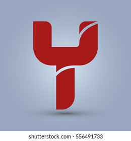 Letter Y icon and logo template.  New  Flat design and elegant typographic concept. red