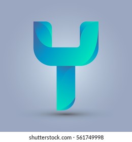Letter Y icon and logo template.  New design and elegant typographic concept. twisted, blue and green.