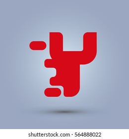 Letter Y icon and logo template.  New Flat design and elegant typographic concept. spread the font. red