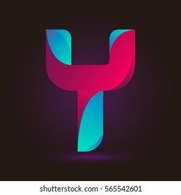Letter Y icon and logo template.  New design and elegant typographic concept. twisted, gradient red and blue