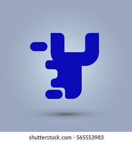 Letter Y icon and logo template.  New Flat design and elegant typographic concept. spread the font. Blue