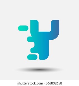 Letter Y icon and logo template.  New Flat design and elegant typographic. spread the font. Gradient blue and green