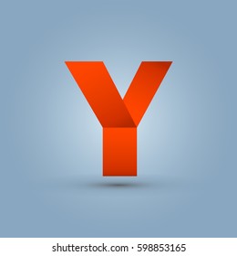 Letter Y icon and logo template.  New design and elegant typographic. orange ribbon