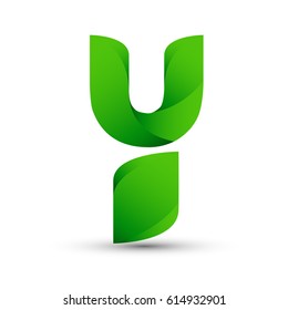 Letter Y icon and logo template. elegant typographic with twisted green