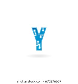 Letter Y icon. Technology Smart logo, computer and data related business, hi-tech and innovative, electronic.