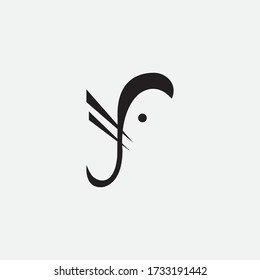 letter y illustration of black elephant head vector design